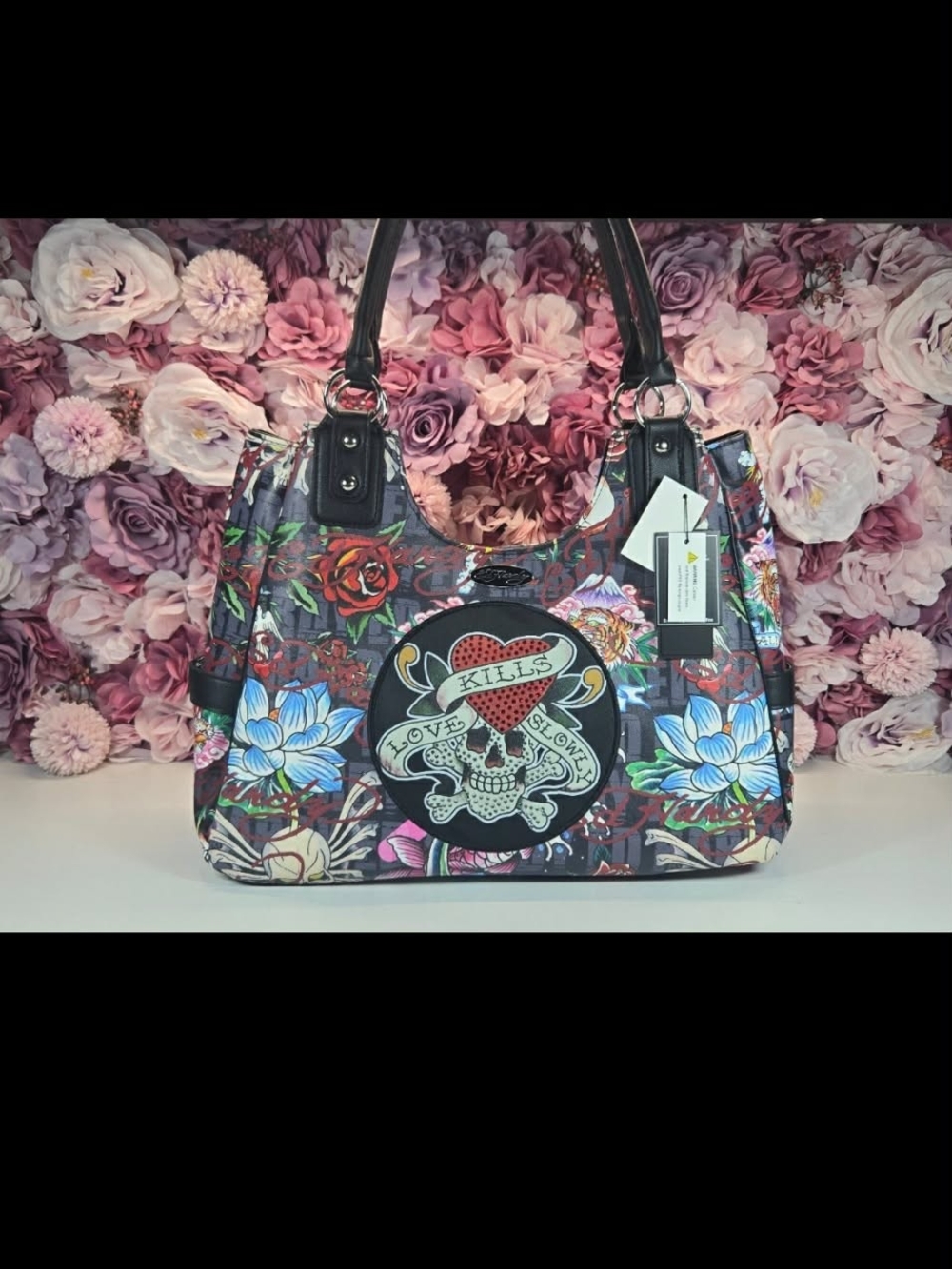 Ed Hardy,Floral Skull-Emblem Tote Bag - Multi